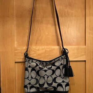 Coach Black and Gray Signature Shoulder Bag